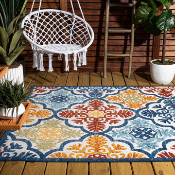 Cassis Ornate Ogee Trellis High-low Indoor/outdoor Area Rug